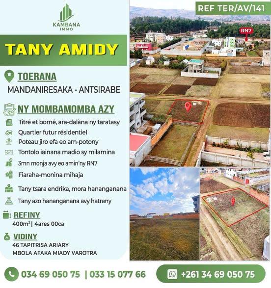 Terrain plat 400 m² titré et borné — Mandaniresaka, Antsirabe - photo 3