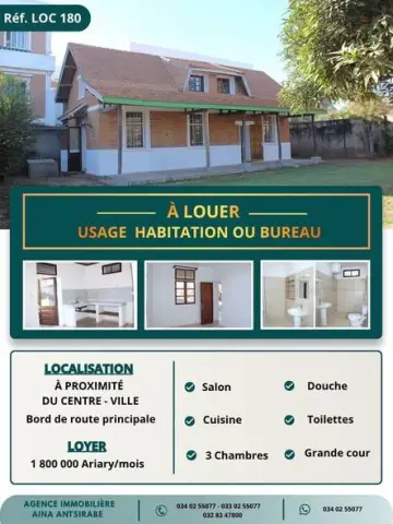 Maison 1 ch. à louer — Antsirabe