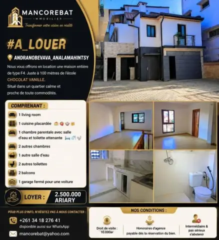 Appartement 1 ch. à louer… — 2 500 000 Ar | Fonenako